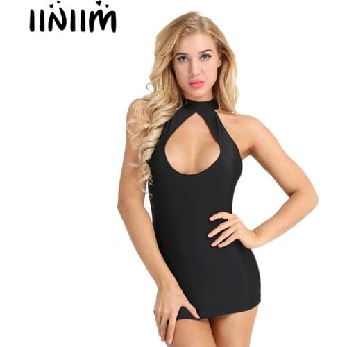 Womens Sexy Nightdress Halter Cut Out Mini Bodycon Dress Sexy Sleepwear Nuisette Babydoll Pajama Femme Clubwear Erotic Chemises