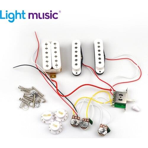 SSH Electric Guitar Pickup Wiring Harness Prewired 5 Way Switch and 2T1V Knob Control 500K Pot Pickup for ST Electric Guitar