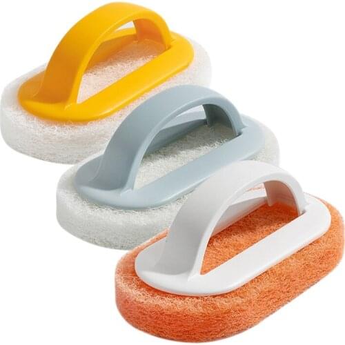1PC Sponge Kitchen Pot Brush with Handle Reusable Eraser Cleaner Rust Cleaning Brush Tool Sink Pot Dish Household Cleaning Tools