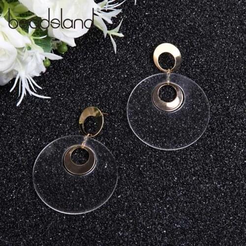 Beadsland Acetic Acrylic Drop Earrings Metal Acrylic Wafer Connecting Design Fashion Bohemia Women Girls Party Gift 38776