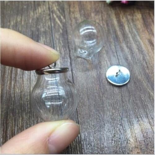 Free Ship! *set* 5sets/lot 20mm Glass globe (12mm opening) & 12mm setting base set glass bottle vials pendant DIY charm jewelry