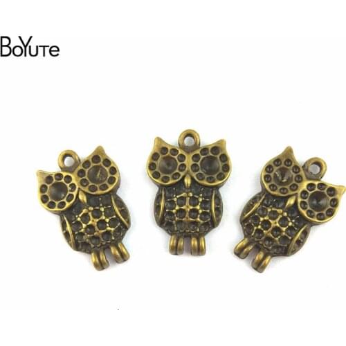BoYuTe (60 Pieces/Lot) 12*19MM Antique Bronze Plated Alloy Charms Diy Metal Owl Pendant for Necklace&Bracelets Jewelry Making