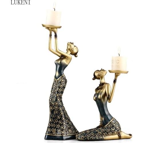 European Retro Beauty Candle Holder Ornaments American Home Creative Wine Cabinet Decoration Candle Ornaments
