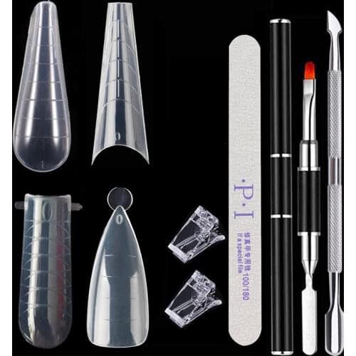 120/60pcs Quick Building Gel Mold Dual Forms Tips Nail System Tips Nail Extension Forms Top Molds Form 1p Clip For Building Mold