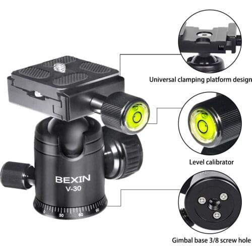 Hot Selling Camera Tripod Head Panoramic Shooting Mount Mini Ballhead 360°Rotating Panoramic Head For DSLR Camera Tripod