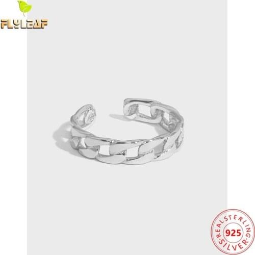 925 Sterling Silver Twist Chain Open Rings For Women Light Luxury 18k Gold Female Fine Jewelry