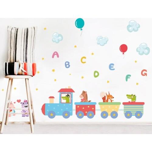 Best holiday Train Wall Sticker for Kids Room Home Decor Nursery Wall Decal Children Poster Baby House Mural DIY Hot Sell