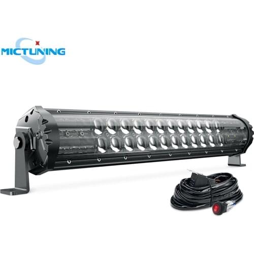MICTUNING M2 Dual Row 19'' Off Road LED Light Bar Car Driving Work Lamp w/ Wiring Harness & Mounting Set for Jeep ATV Truck Boat