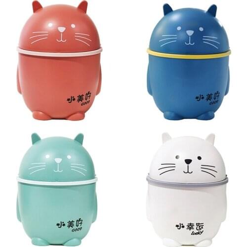 Cute Flip Small Desktop Waste Box Bin Garbage Basket Home Table Plastic Trash Can Office Dustbins Sundries Barrel Box For Home