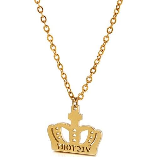 Trendy Titanium Steel Womens Necklace Stainless Steel Creative Crown Clavicle Chain