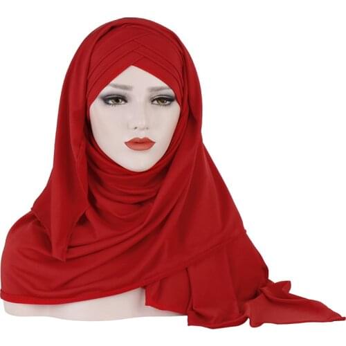 Fashion Sticker Turban Headwear Hair Accessories Cotton Two Sets Malaysian Muslim Ladies