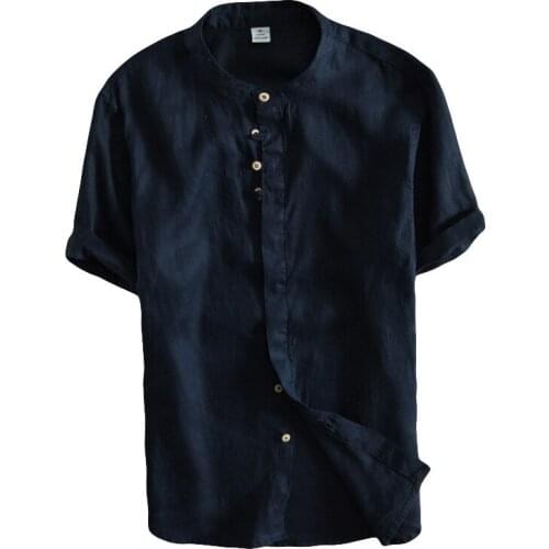 2019 Summer Short Sleeve Men Cotton Linen Shirt Slim Thin Section Casual Shirts Plus Size M-3XL