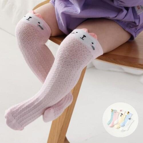 Baby Girls Socks New Toddlers Stockings Summer Mesh Cartoon High Tube Over The Knee Baby Mosquito Socks Baby Socks 0-3 Years Old