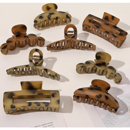 New Fashion Korean Large Geometric Hollow Square Acetate Shark Clip Hair Claw For Women Girls Barrette Crab Hair Accessories