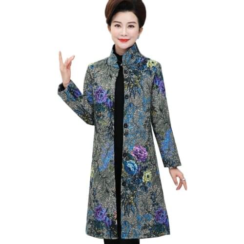 New Winter Parkas Jacket Women Thicken Single Breasted Warm Winter Coat Print Floral Cotton Chinese Style Vintage Women Outwear
