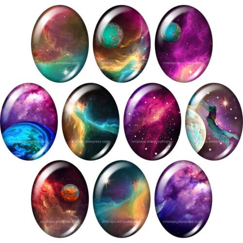 New Out space planet Earth 10pcs 13x18mm/18x25mm/30x40mm mixed Oval photo glass cabochon demo flat back Jewelry findings