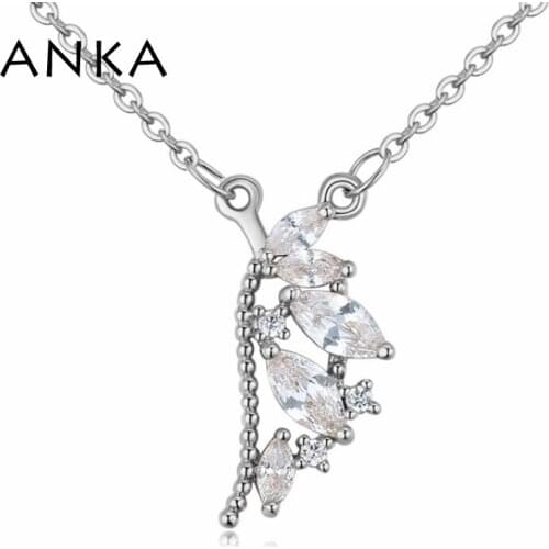 ANKA luxury angle wings rose gold-color pendant feather necklace fashion girl women jewelry zircon CZ luck necklace gift #125622