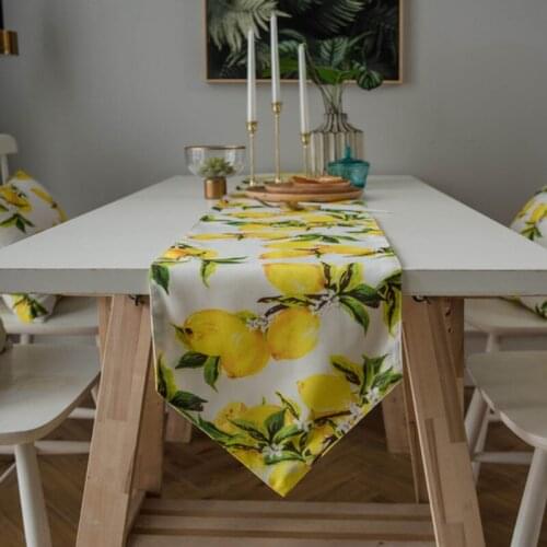 Polyester Lemon Yellow Table Runner Table Placemat Runner Desk Cover Wedding Party Christmas Decoration for Home