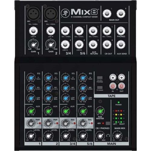 RunningMan Mix8 Portable 8-Channel Compact Mixer For Small Recording Studio, Band Rehearsal, Stage Performance