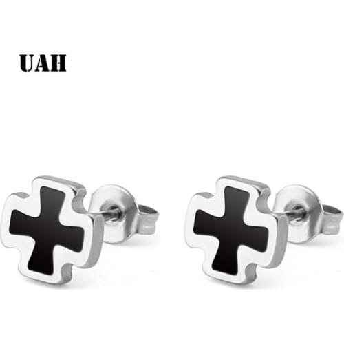 UAH 2PCS Stud Earrings Knights Templar Iron Cross Ear Piercing Stainless Steel Maltese Crucifix Biker Earings