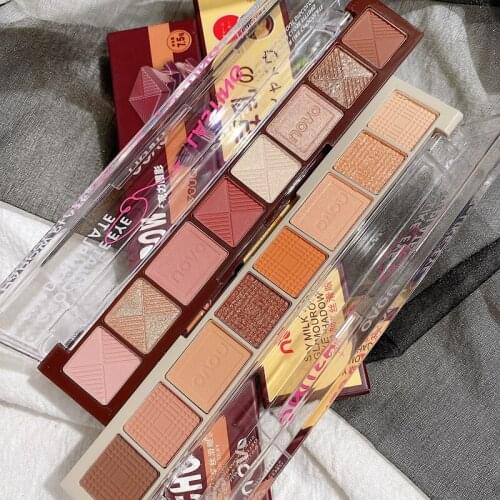 Chocolate Eyeshadow Palette 8 Colors Pigmented Shimmer Matte Glitter Eyeshadow Pallete Diamond Metallic Makeup Palette Cosmetic
