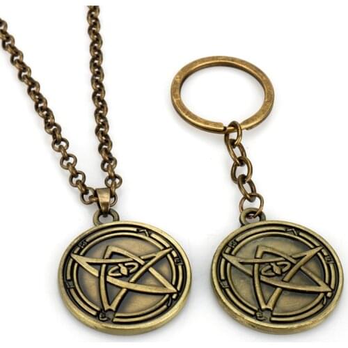 Vintage Bronze Howard Phillips Lovecraft Cthulhu Mythos Keychain Key Chains Through The Gates of Key Charm Necklace Gifts