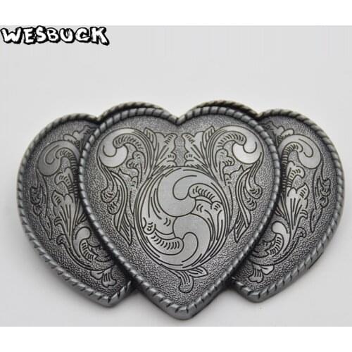 WesBuck Brand Heart-shaped Buckles Metal Mens Belt Buckle Western Belt Cowboy Cowgirl Buckle