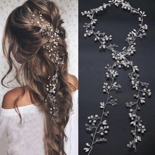 Western Wedding Fashion Headdress for Bride Handmade Wedding Crystal Pearl Hair Accessories Rhinestone Hairpin Ornaments