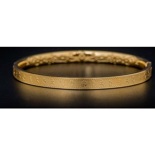 Green Tara Bodhisattva Mantra Buddhist scriptures Titanium steel bracelet Amulet Holiday gift Means a Better luck Men and women