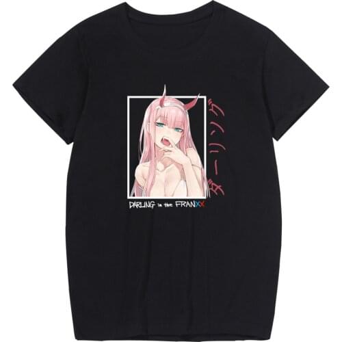 Darling In The Franxx Tee Anime Cosplay Zero Two Cute Character T-shirt Loose Short Sleeve Casual Streetwear 2021 Summer Top