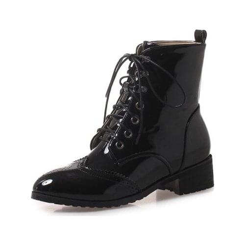 Big Size 9 10 11 12 boots women shoes ankle boots for women ladies boots shoes woman winter Cross lacing with cut-out lace