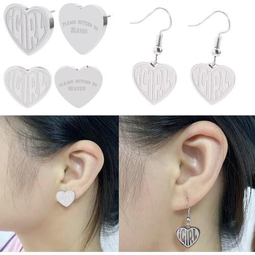 Stainless Steel IGIRL Stud Earrings Elegant Girl Earring Harajuku Gothic Heart Shape Girls Korean Earring For Women Exclusive