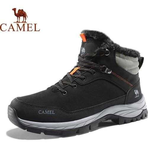 CAMEL Winter Keep Warm Women Men Hiking Shoes Outdoor Trekking Boots Plush Lining Mountain Climbing Shoes Camping Tourism Shoes