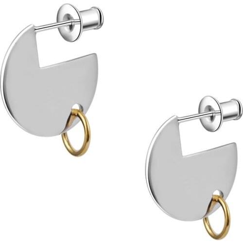 Gold Silver Color Geometric Circle Dangle Earrings for Men Boy Punk Cool Fashion Hip-Hop Charm Male Jewelry