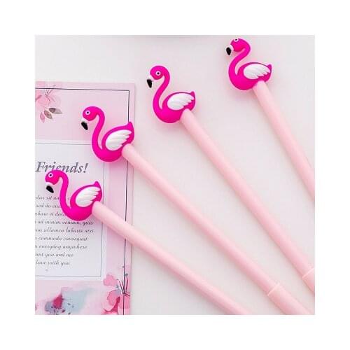 1 PCS Kawaii Cartoon 0.38mm Writing Pen Lucky Pink Flamingo Gel Pen Signature Pen Escolar Papelaria School Office Supply