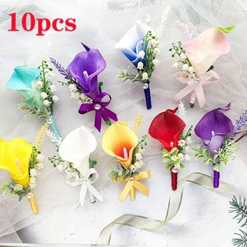 10Pcs High Quality Calla Lily Artificial Flowers Real Touch Calla Lily Bouquet for Living Room Home Wedding Party Decoration
