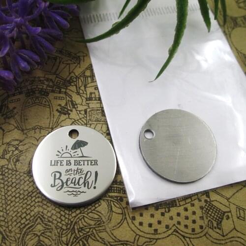 10pcs--"LIFE IS BETTER ON THE BEACH"stainless steel charms 5 styles for choosing DIY Charms for necklace bracelets