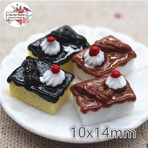 10PCS Resin strawberry cake Flat back Cabochon imitation food Art Supply Decoration Charm Craft