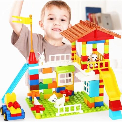 150 300PCS Kids Juguetes DIY Educational Birthday Gift Animal Figure Toys Hollow Big Blocks House for Children Montessori Game