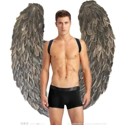 2017 fashion Gray feather angel wings props catwalk show props festival Angel Feather wings Window props underwear catwalk