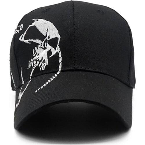 2021 Embroidered Skull Baseball Cap For Men Cotton Sports Caps Fashion Black Pattern Women Snapback Army Male Cap Hip Hop Bone