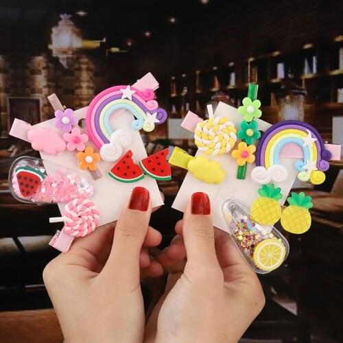 5/6/10Pcs/Set New Girls Cute Cartoon Lollipop Fruit Hair Clips Kids Lovely Hairpins Barrettes Headband Fashion Hair Accessories