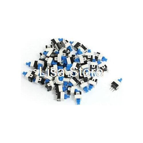 50pcs 7x7mm Widely Appliance Mini Push Button Switches With Latching Type 3 Pins