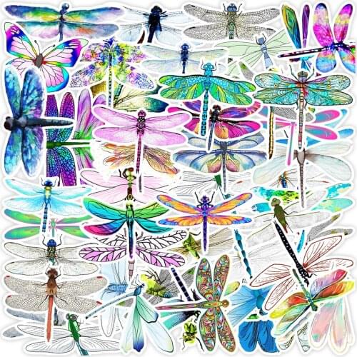 50pcs Doodle Dragonfly Stickers For Notebook Stationery Scrapbook Cute Sticker Aesthetic Scrapbooking Material Craft Supplies