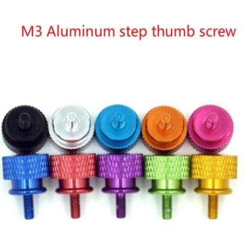8pcs M3x7mm Aluminum step thumb screw Computer case Screw Knurled Hand Screws anodized 10 colors