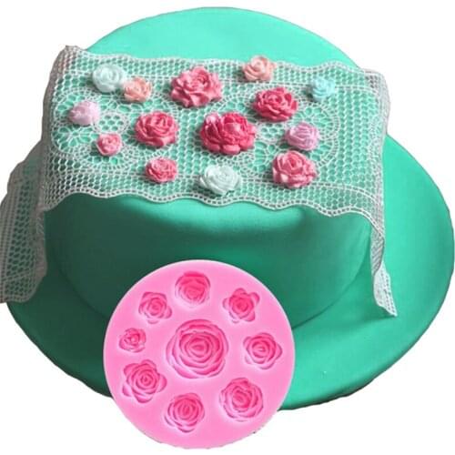 9 Holes Rose Flower Fondant Cake Molds Chocolate Candy Baking Mold DIY Mousse Cake Decoration Cake Tools Kitchen Accessories