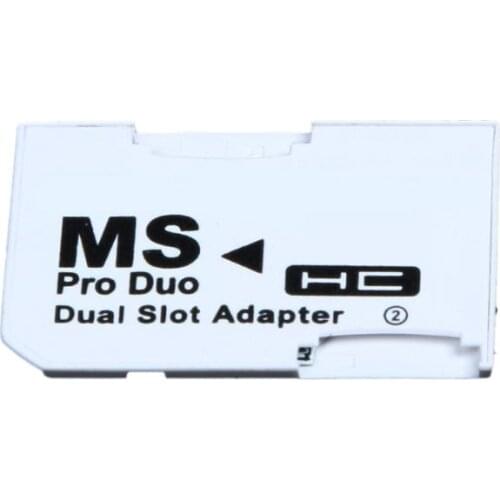 Memory Card Adapter 2 microSD/micro SDHC Cards Adapter Micro SD TF to Memory Stick MS Pro Duo for PSP Card White Dual Slot