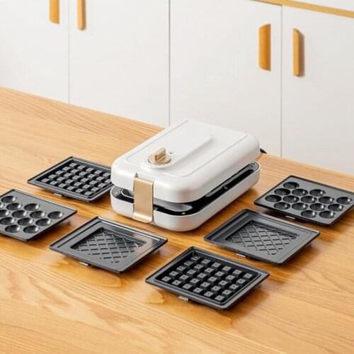 Sandwich Machine Multi-Function Breakfast Maker Household Timing Light Food Machine Bread Toaster,White,UK Plug