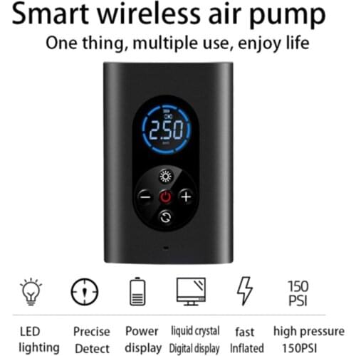 Cordless Vehicle Tire Inflator 150PSI Inflator Pump with LED Lamp for Car Motorcycle Bicycle Tires