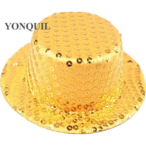 Glitter Party Blingbling Fascinator Bases 13 CM Sequin Mini Top Hats For DIY Hair Accessories Occasion Children Show Headpiece